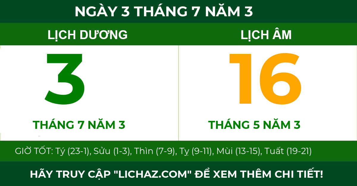 lịch âm ngày 3 tháng 7 năm 3