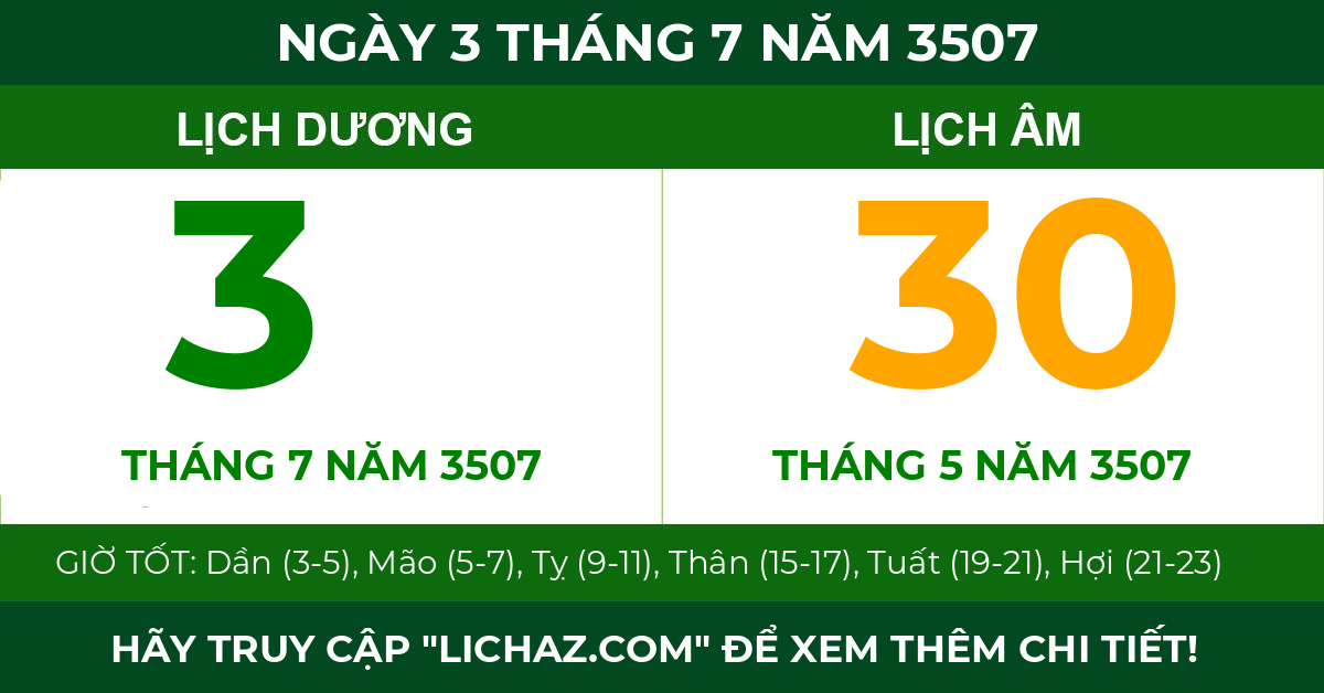 lịch âm ngày 3 tháng 7 năm 3507