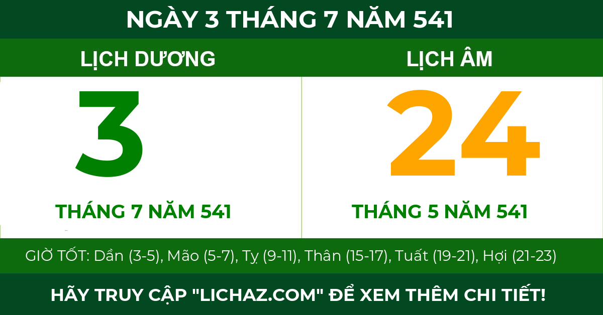 lịch âm ngày 3 tháng 7 năm 541