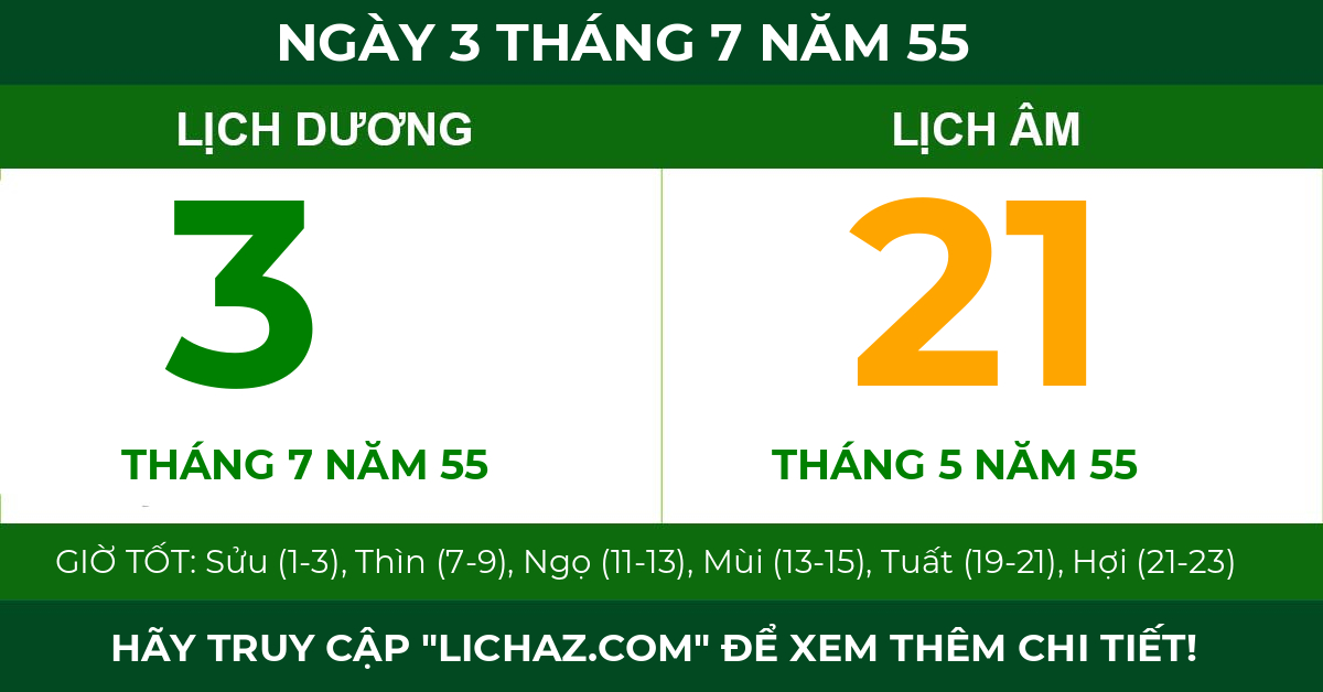 lịch âm ngày 3 tháng 7 năm 55