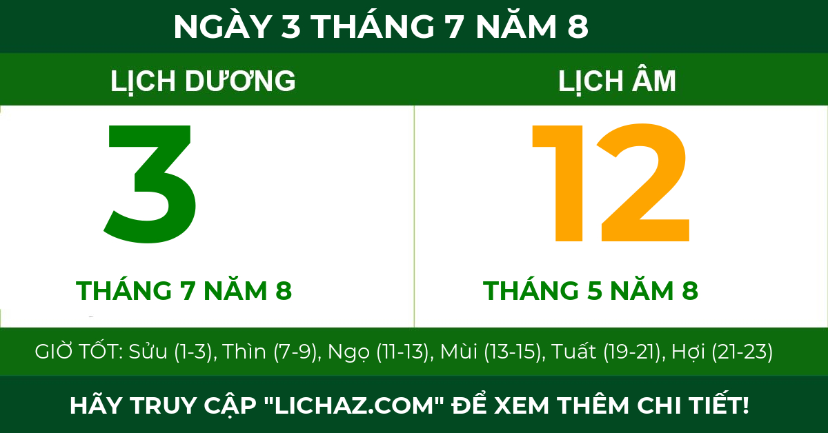 lịch âm ngày 3 tháng 7 năm 8