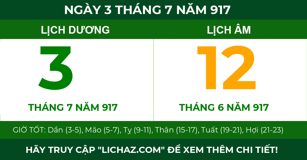 lịch âm ngày 3 tháng 7 năm 917