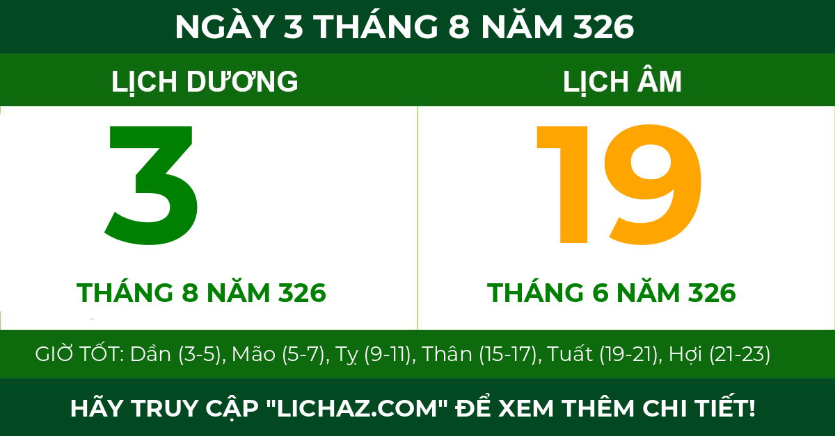 lịch âm ngày 3 tháng 8 năm 326