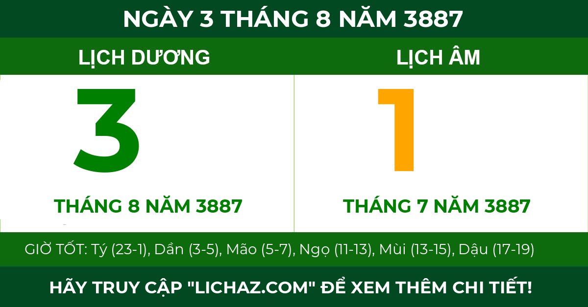 lịch âm ngày 3 tháng 8 năm 3887