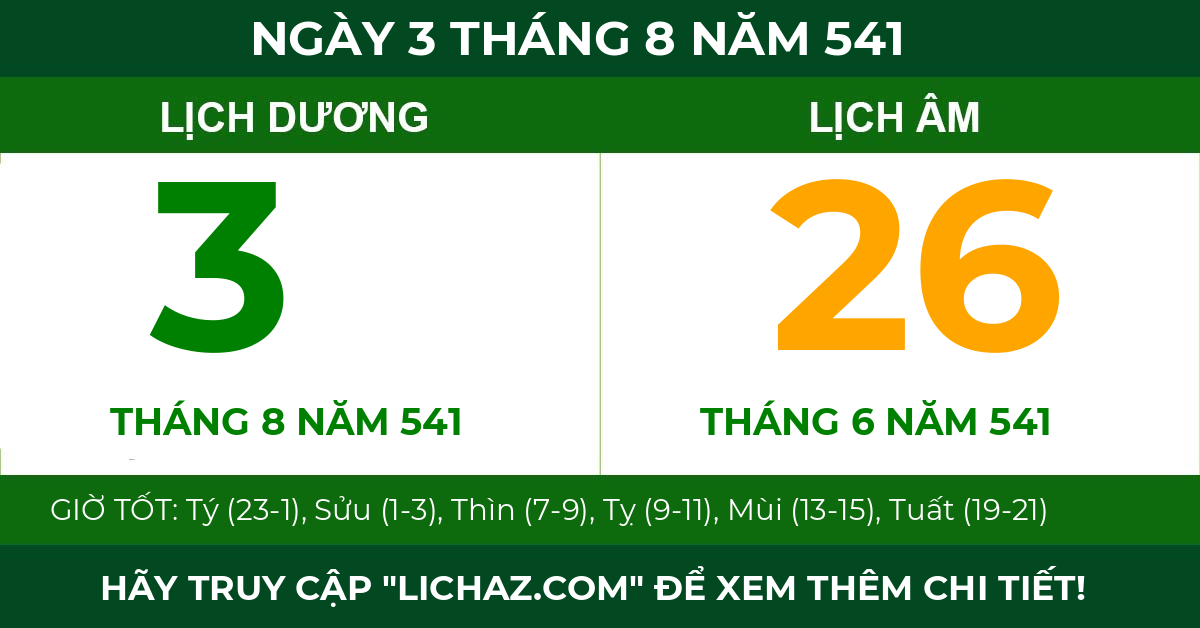 lịch âm ngày 3 tháng 8 năm 541