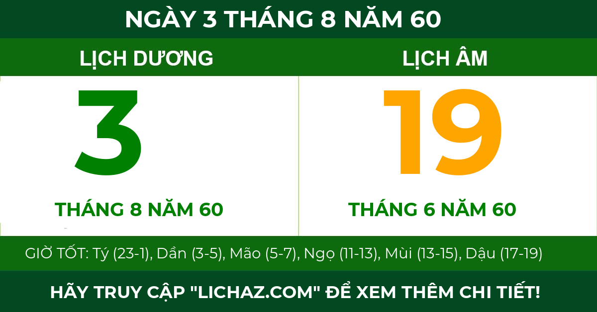 lịch âm ngày 3 tháng 8 năm 60