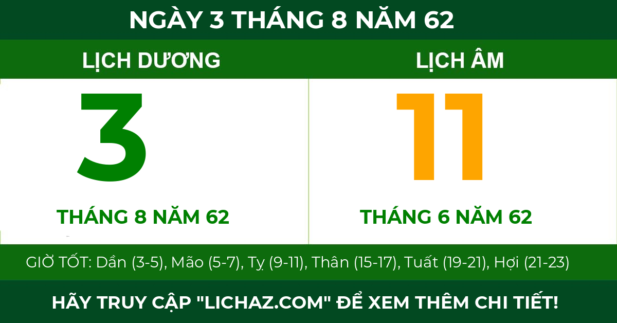lịch âm ngày 3 tháng 8 năm 62