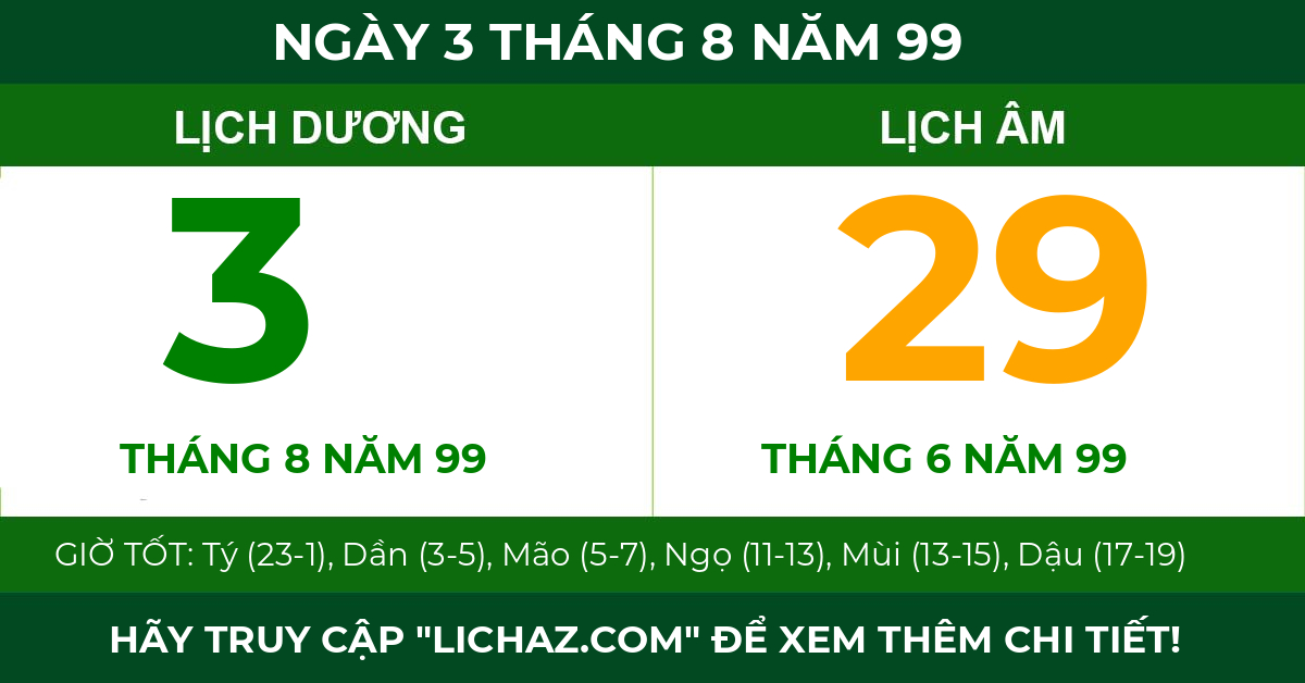 lịch âm ngày 3 tháng 8 năm 99