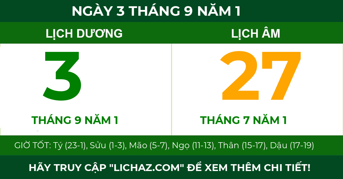 lịch âm ngày 3 tháng 9 năm 1