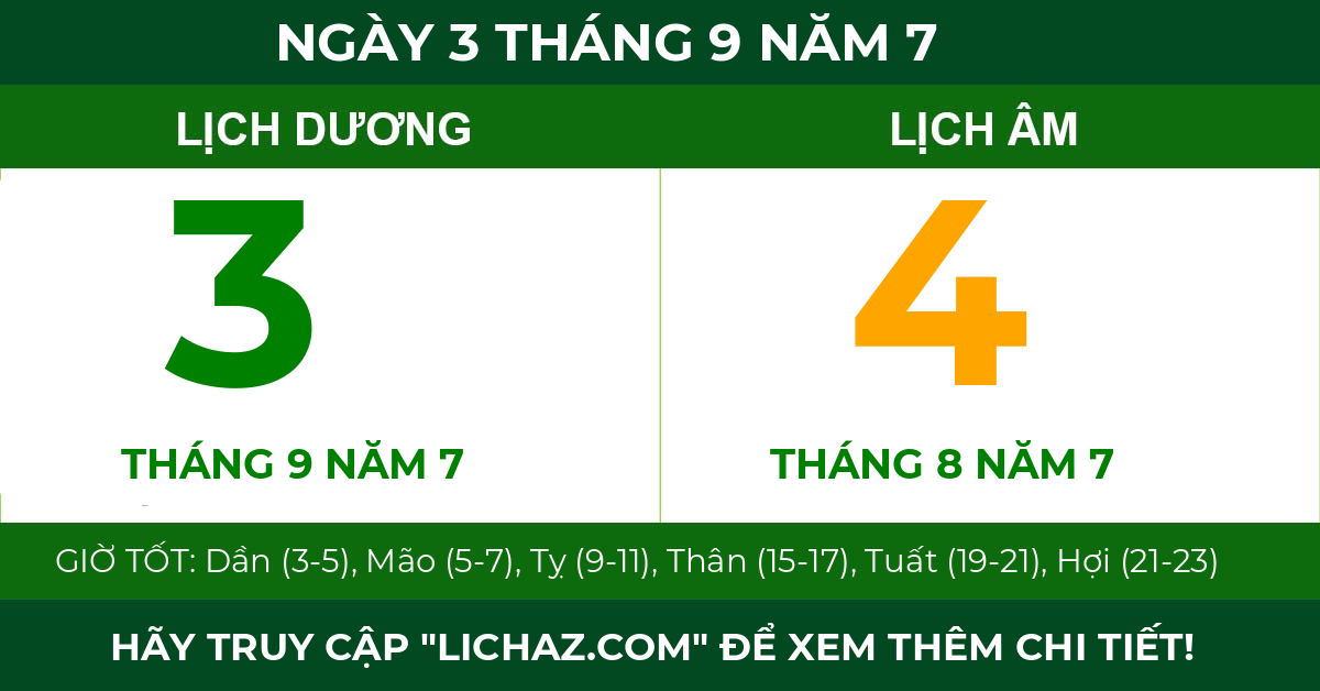 lịch âm ngày 3 tháng 9 năm 7