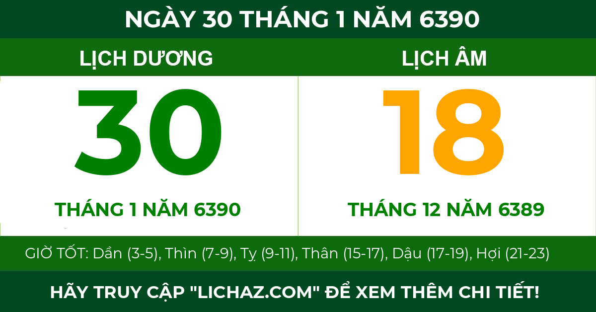 lịch âm ngày 30 tháng 1 năm 6390