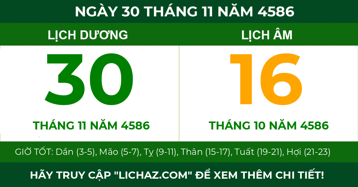 lịch âm ngày 30 tháng 11 năm 4586