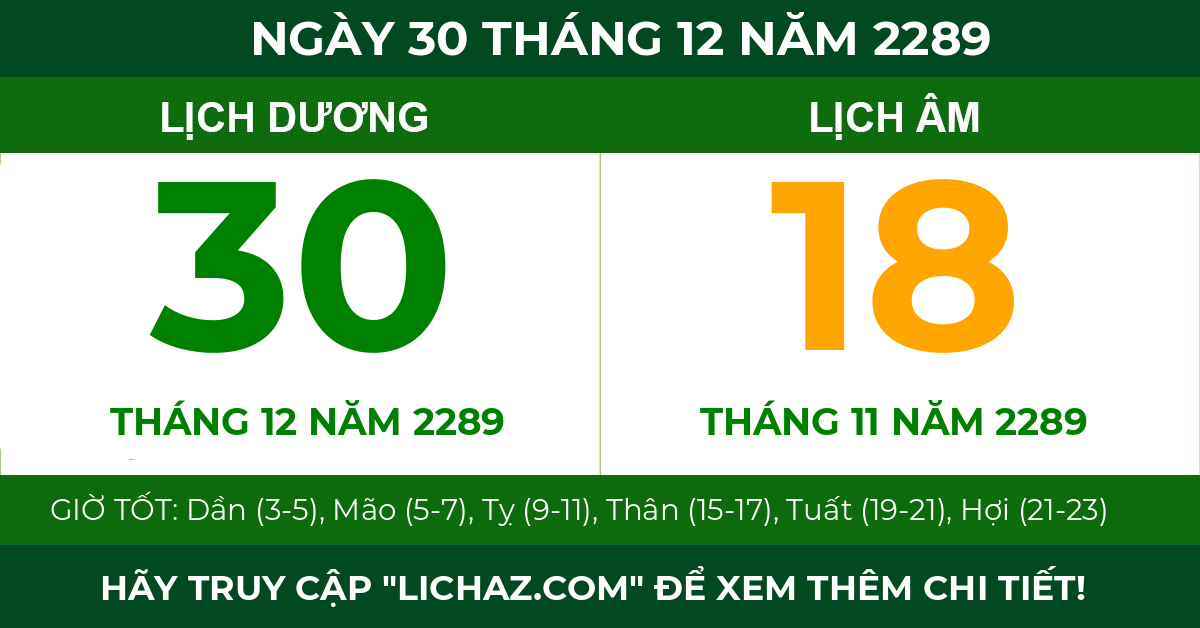 lịch âm ngày 30 tháng 12 năm 2289