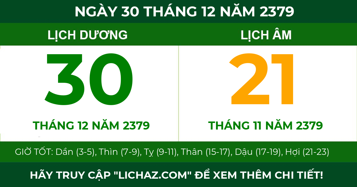 lịch âm ngày 30 tháng 12 năm 2379
