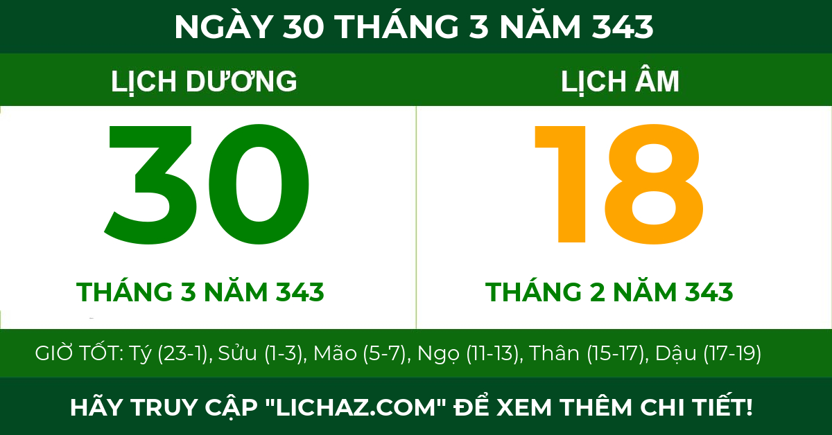 lịch âm ngày 30 tháng 3 năm 343
