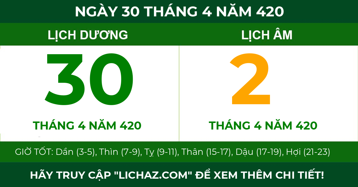 lịch âm ngày 30 tháng 4 năm 420