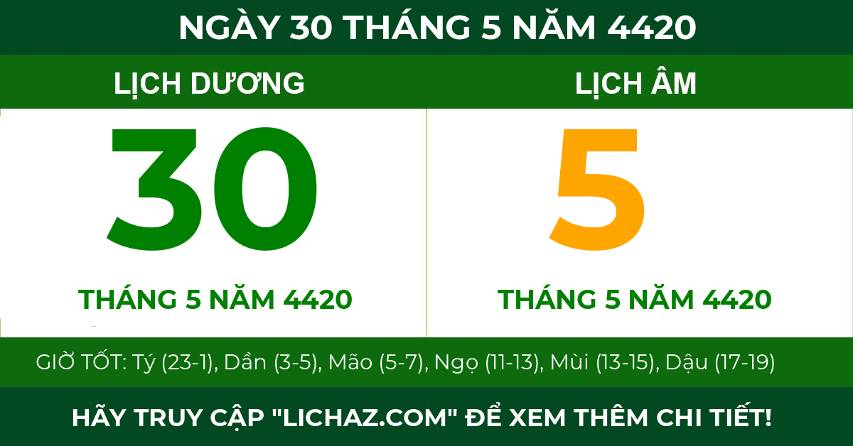 lịch âm ngày 30 tháng 5 năm 4420