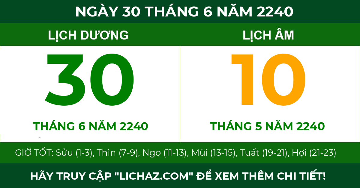 lịch âm ngày 30 tháng 6 năm 2240