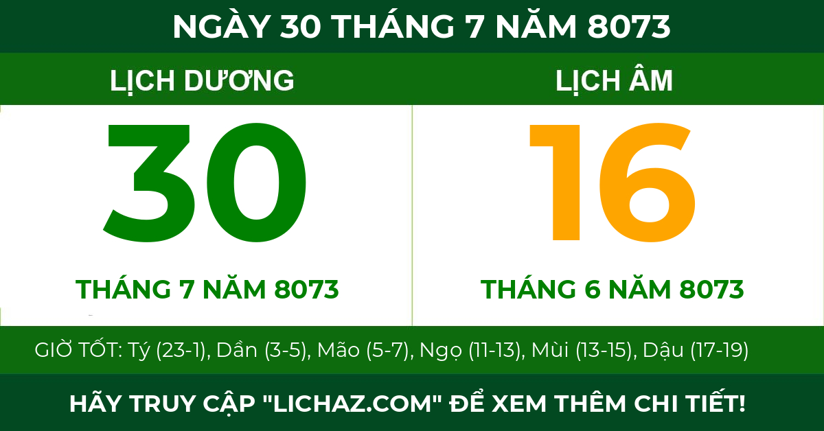 lịch âm ngày 30 tháng 7 năm 8073