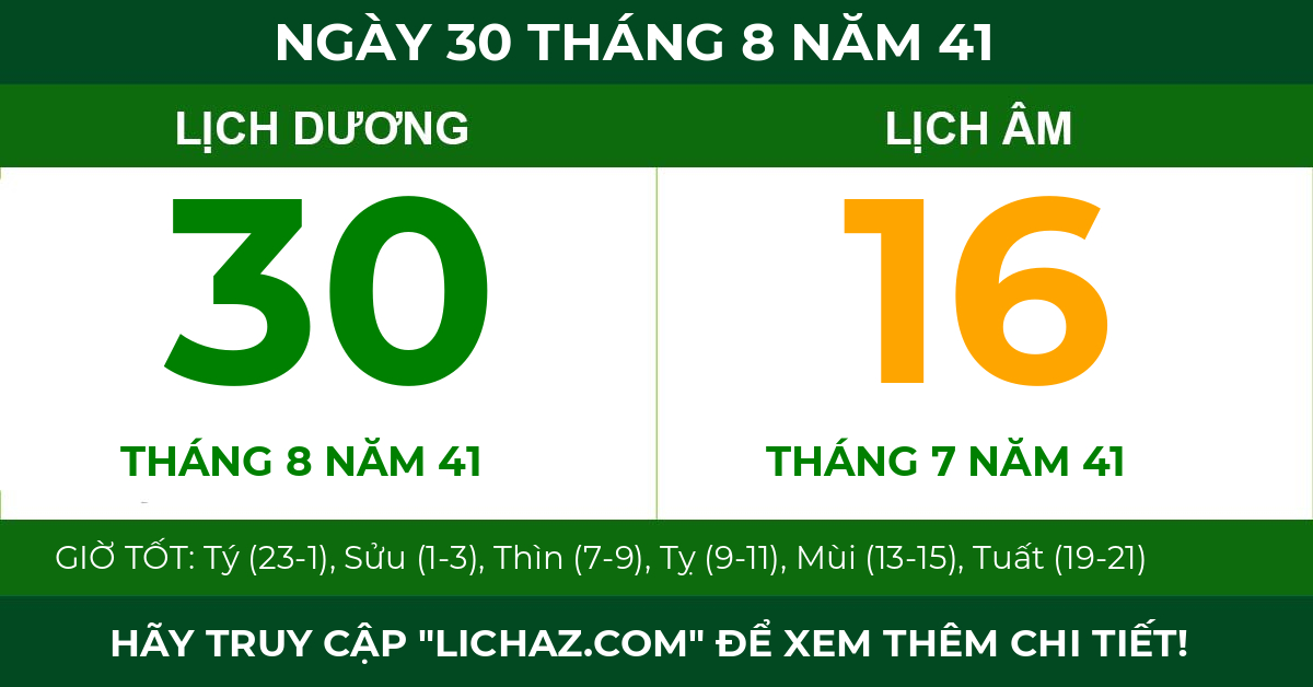 lịch âm ngày 30 tháng 8 năm 41