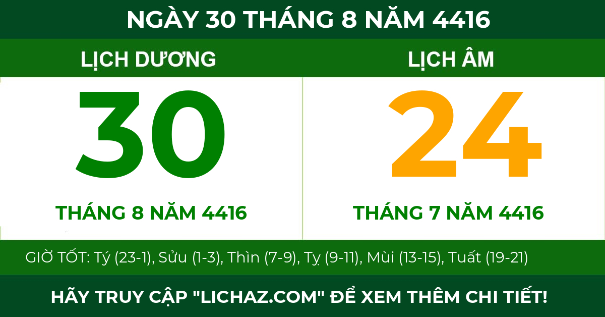 lịch âm ngày 30 tháng 8 năm 4416