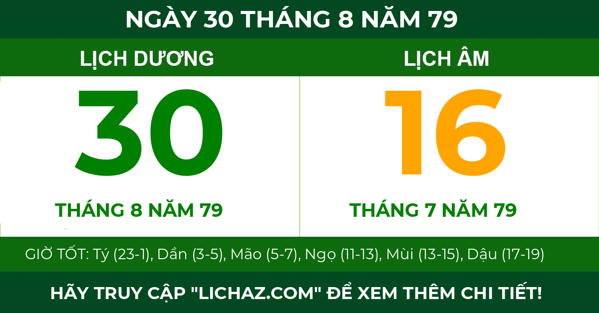 lịch âm ngày 30 tháng 8 năm 79