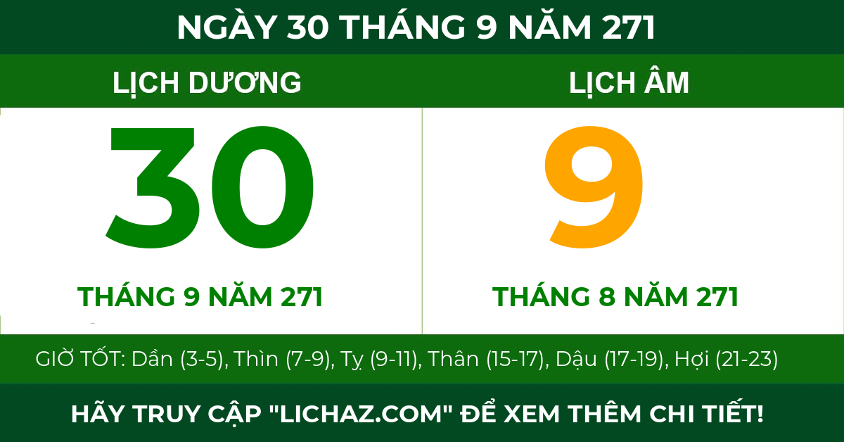 lịch âm ngày 30 tháng 9 năm 271