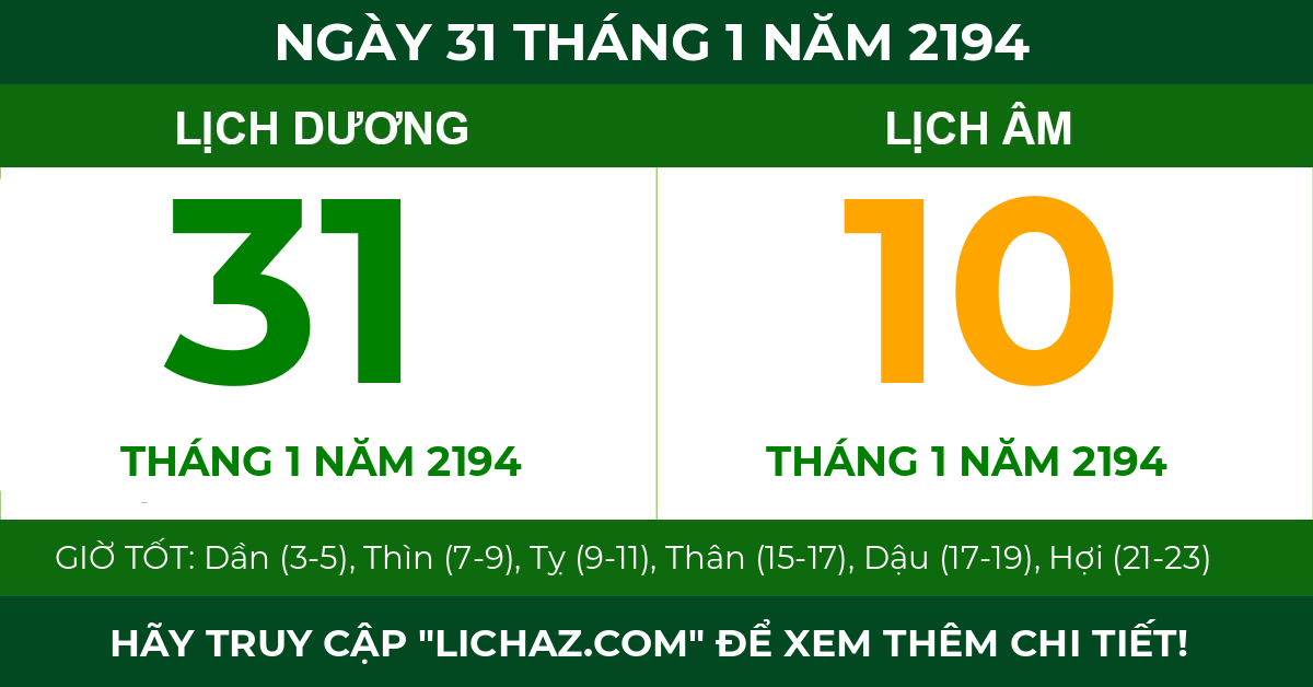 lịch âm ngày 31 tháng 1 năm 2194
