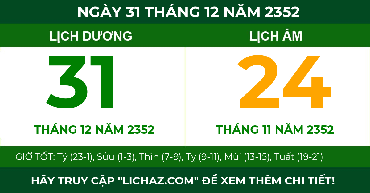 lịch âm ngày 31 tháng 12 năm 2352