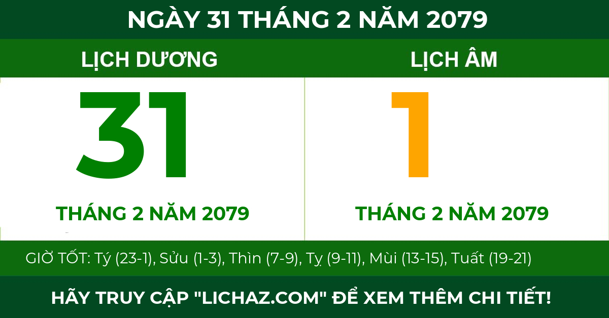 lịch âm ngày 31 tháng 2 năm 2079