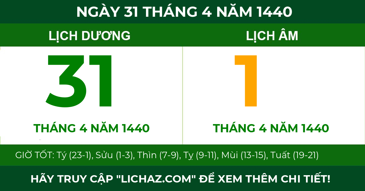 lịch âm ngày 31 tháng 4 năm 1440