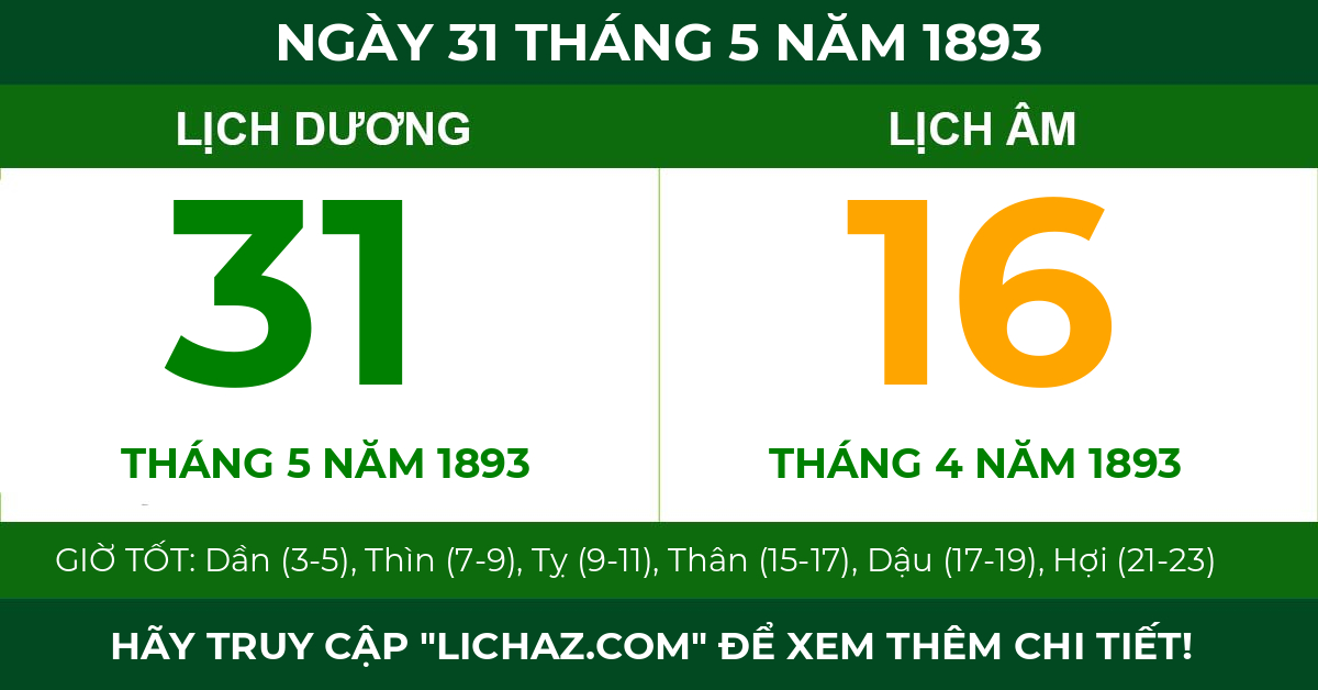 lịch âm ngày 31 tháng 5 năm 1893