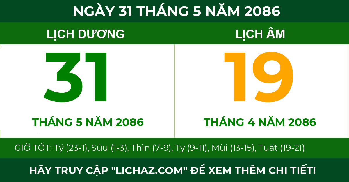 lịch âm ngày 31 tháng 5 năm 2086