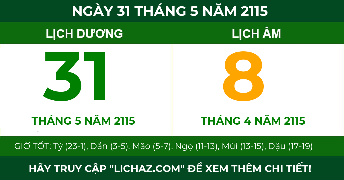 lịch âm ngày 31 tháng 5 năm 2115