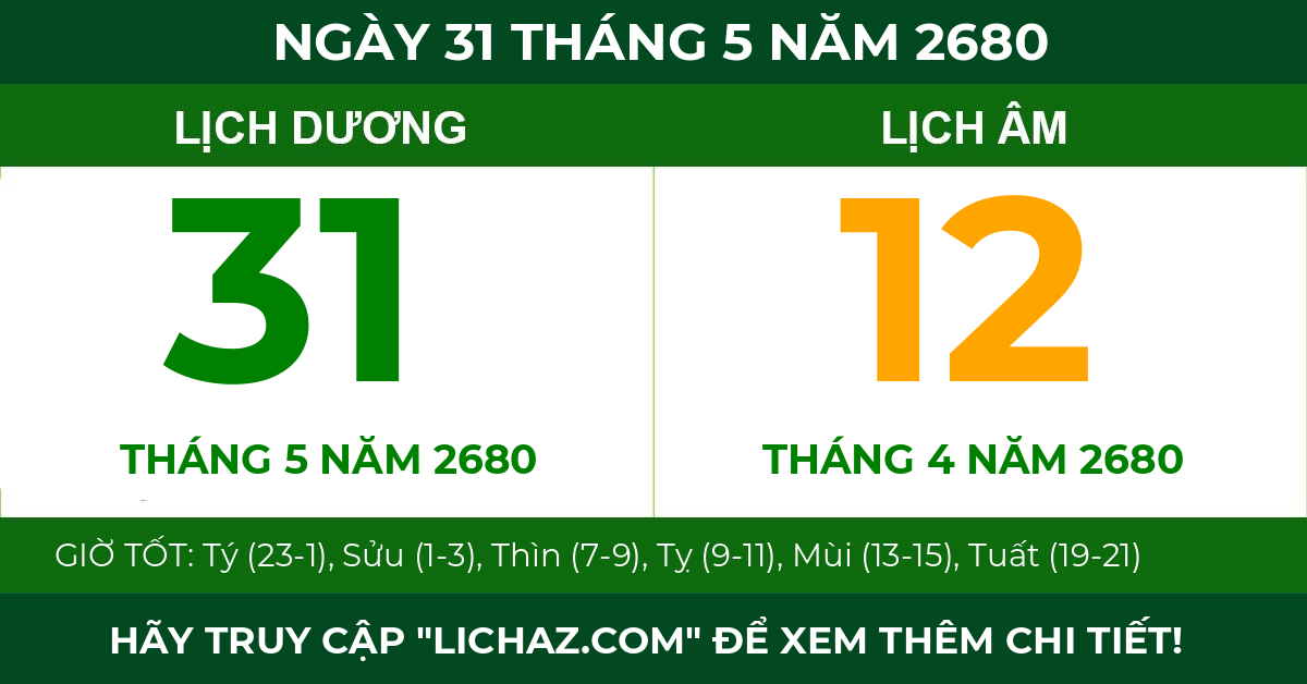 lịch âm ngày 31 tháng 5 năm 2680