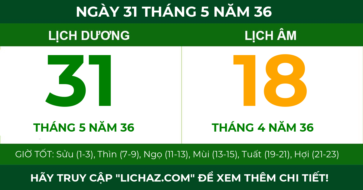 lịch âm ngày 31 tháng 5 năm 36