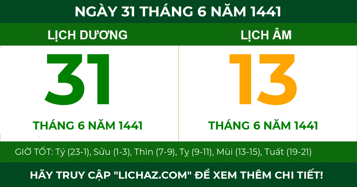 lịch âm ngày 31 tháng 6 năm 1441