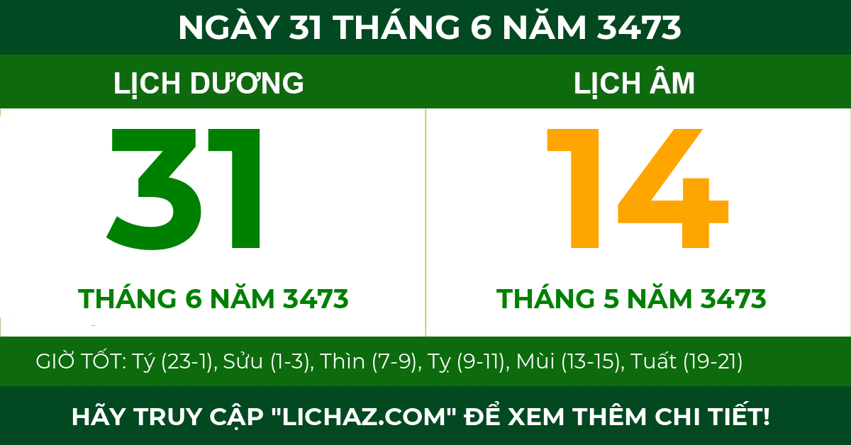 lịch âm ngày 31 tháng 6 năm 3473