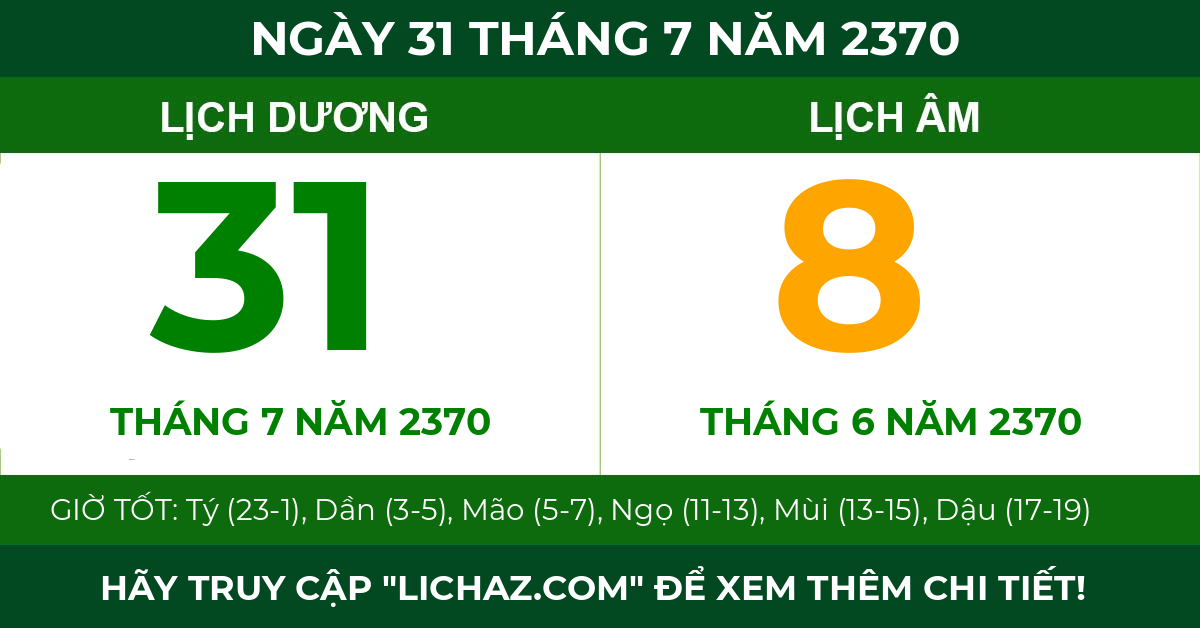 lịch âm ngày 31 tháng 7 năm 2370