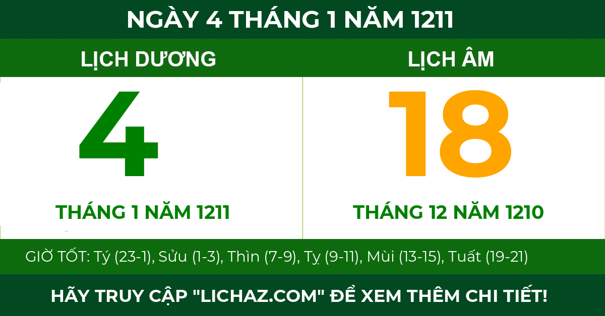 lịch âm ngày 4 tháng 1 năm 1211