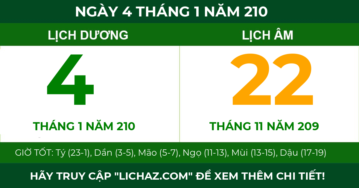lịch âm ngày 4 tháng 1 năm 210
