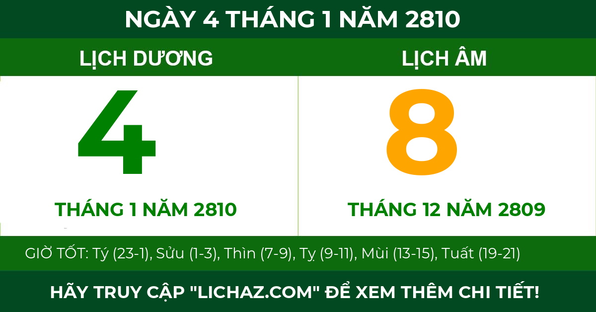 lịch âm ngày 4 tháng 1 năm 2810