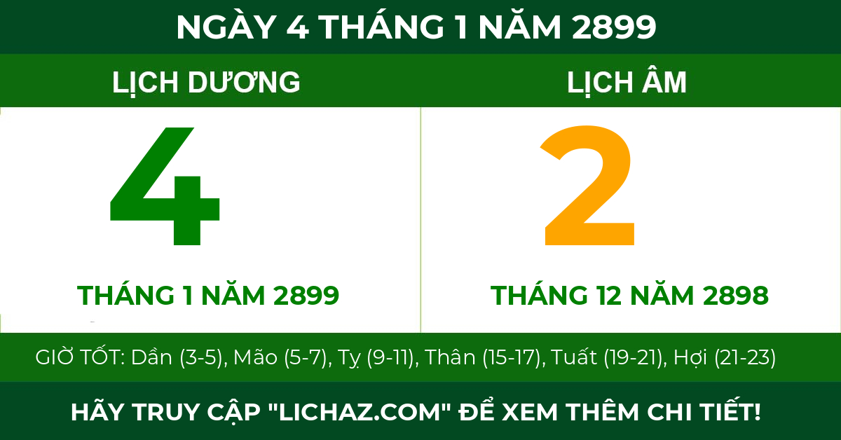 lịch âm ngày 4 tháng 1 năm 2899