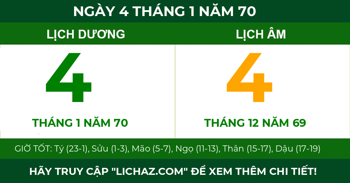 lịch âm ngày 4 tháng 1 năm 70