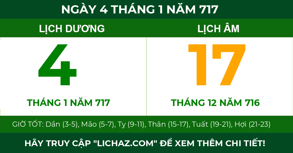lịch âm ngày 4 tháng 1 năm 717