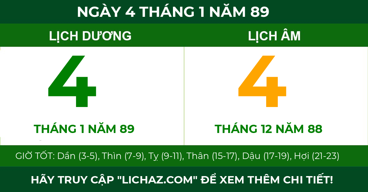 lịch âm ngày 4 tháng 1 năm 89