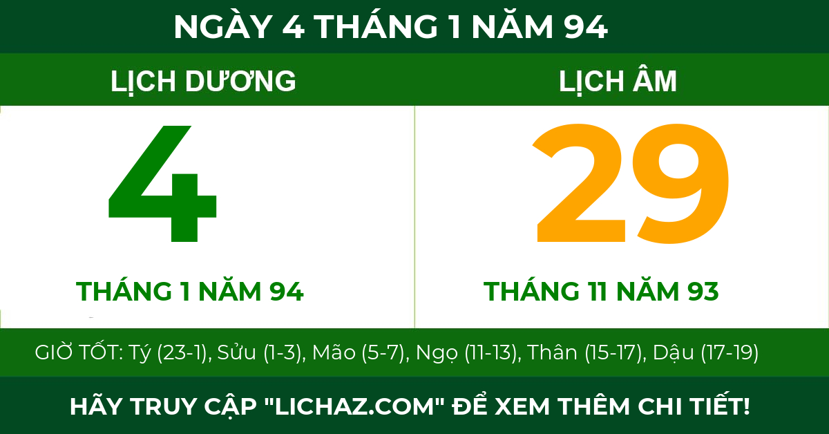 lịch âm ngày 4 tháng 1 năm 94