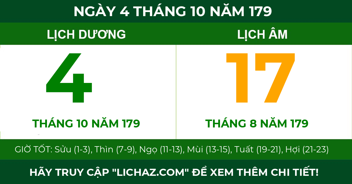lịch âm ngày 4 tháng 10 năm 179