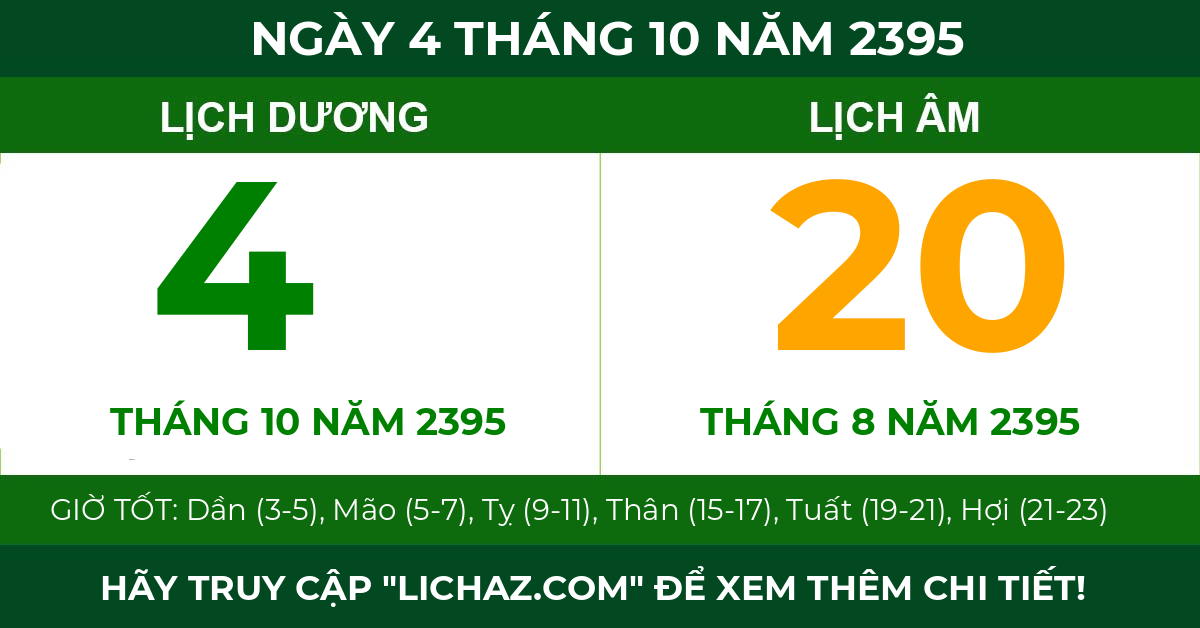 lịch âm ngày 4 tháng 10 năm 2395
