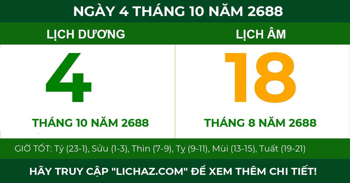 lịch âm ngày 4 tháng 10 năm 2688